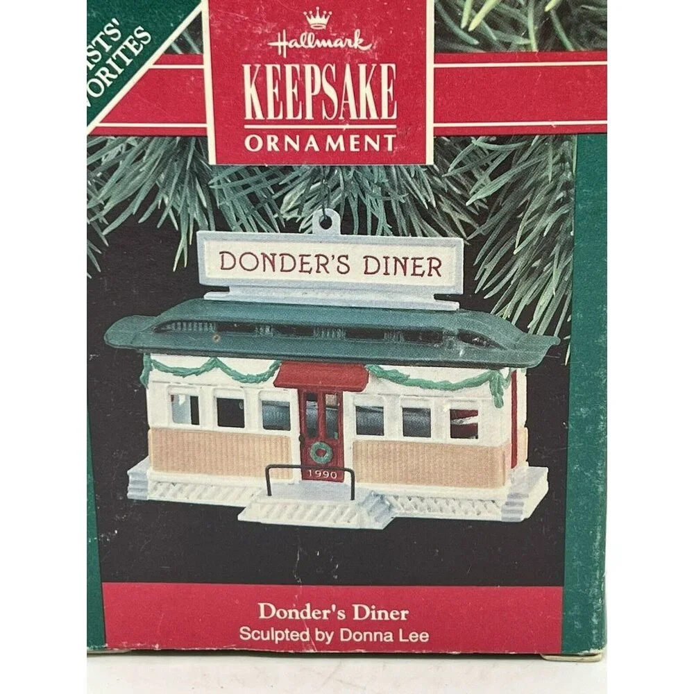 Hallmark Keepsake Donders Diner Christmas Ornament Santa Reindeer 1990 Nostalgic